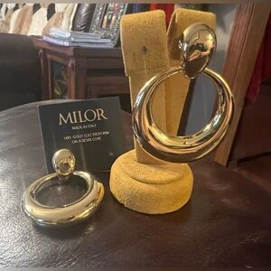 MILOR ITALY 14k Yellow Gold Resin Core Door Knocker Earrings 17.96 Grams NWT